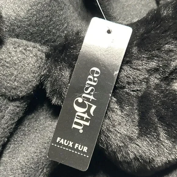 East 5th Black Shawl NWT $55 Poncho Faux Fur Womens Sweater - Picture 10 of 13